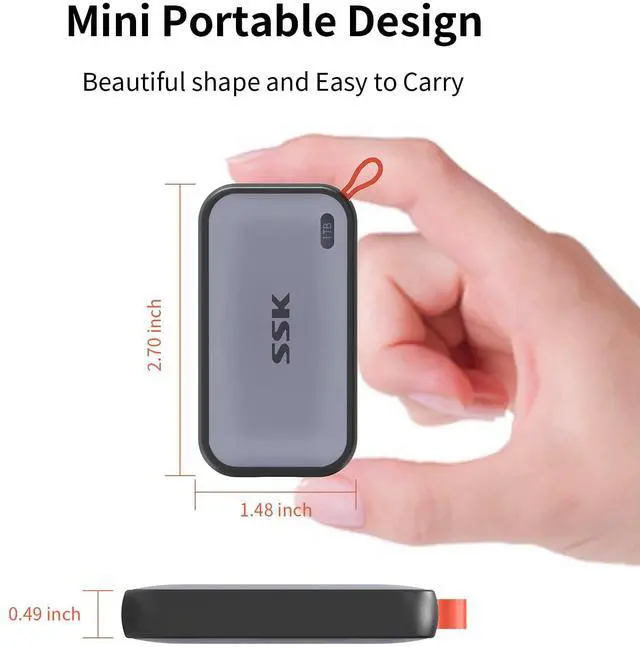 Alt view image 5 of 5 - SSK Portable SSD 1TB External Solid State Drives, up to 1050MB/s USB C SSD External Hard Drive USB 3.2 Gen2 for iPhone 15/Pro, Windows, Mac, Android Phones and Tablets