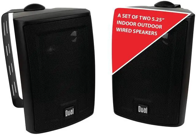 Main image of Dual Electronics LU53PB 5.25" 3-Way High Performance Outdoor Indoor Wired Speakers | Effortless Set Up | Home, Pool, Patio, Garage Use | Weather Resistant | Expansive Stereo Sound Coverage | Black