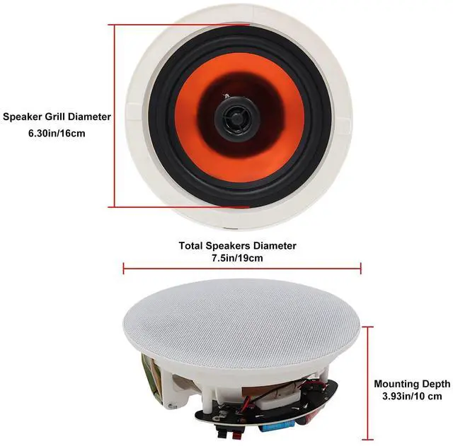 Alt view image 4 of 5 - Herdio 6.5" 600 Watts Bluetooth Ceiling Speakers Wireless Home Recessed Speaker System Suitable for Indoor,Kitchen,Home Theater,Bedroom,Office,Covered Patio4 Speakers