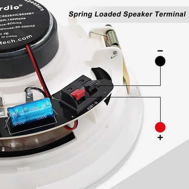 Alt view image 5 of 5 - Herdio 6.5" 600 Watts Bluetooth Ceiling Speakers Wireless Home Recessed Speaker System Suitable for Indoor,Kitchen,Home Theater,Bedroom,Office,Covered Patio4 Speakers