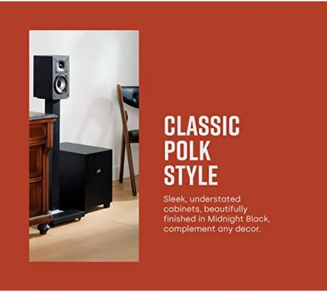 Alt view image 5 of 5 - Polk Monitor XT10 Home Subwoofer, 10" Deep Bass Woofer, 100W Class D Amplification, Dolby Atmos, Auro 3D & DTS:X Compatible, Black