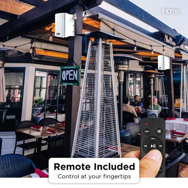 Alt view image 5 of 5 - iHome IHSI-W525BT-PR-WHT Bluetooth Indoor/Outdoor All Weather Weatherproof 5.25 Inch Small 150W Watt Wall/Ceiling Mounted Surround Sound Powered Patio Speakers System Pair in Home Party Enclosure