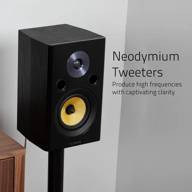 Alt view image 3 of 5 - Fluance Signature HiFi 2-Way Bookshelf Surround Sound Speakers for 2-Channel Stereo Listening or Home Theater System - Black Ash/Pair (HFS)
