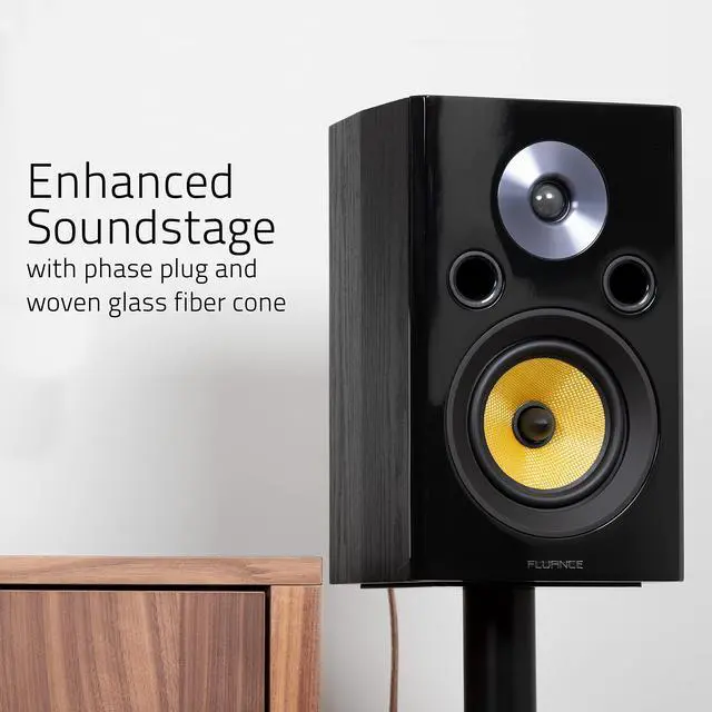 Alt view image 5 of 5 - Fluance Signature HiFi 2-Way Bookshelf Surround Sound Speakers for 2-Channel Stereo Listening or Home Theater System - Black Ash/Pair (HFS)