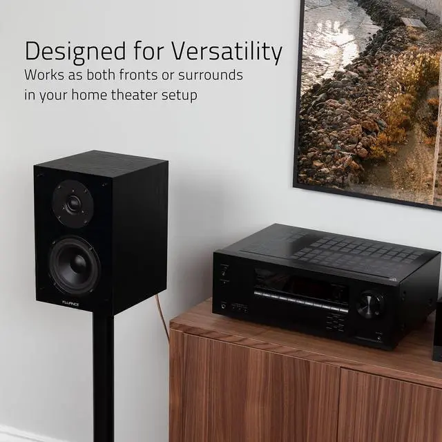 Alt view image 2 of 5 - Fluance Elite High Definition 2-Way Bookshelf Surround Sound Speakers for 2-Channel Stereo Listening or Home Theater System - Black Ash/Pair (SX6-BK)