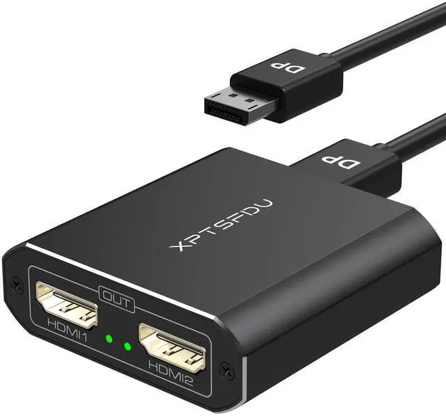Main image of XPTSFDU DisplayPort to Dual HDMI Splitter 4K60Hz Display Port to HDMI Splitter 1 in 2 Out Extended Display DP Source to Dual Monitors Supports MST and SST for Windows Only(DP Cable Not Included)