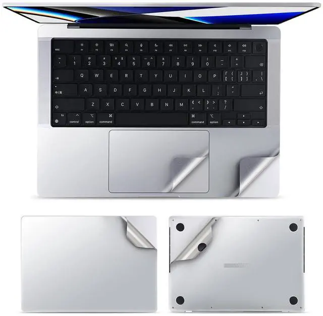 Alt view image 2 of 5 - 4 in 1 Ultra Thin 3M Vinyl Full Size Laptop Skin Palm Rest Sticker for 2016~2018+ MacBook Pro 13 Inch with Touch Bar (Model: A1706/A1989/A2159)-Silver