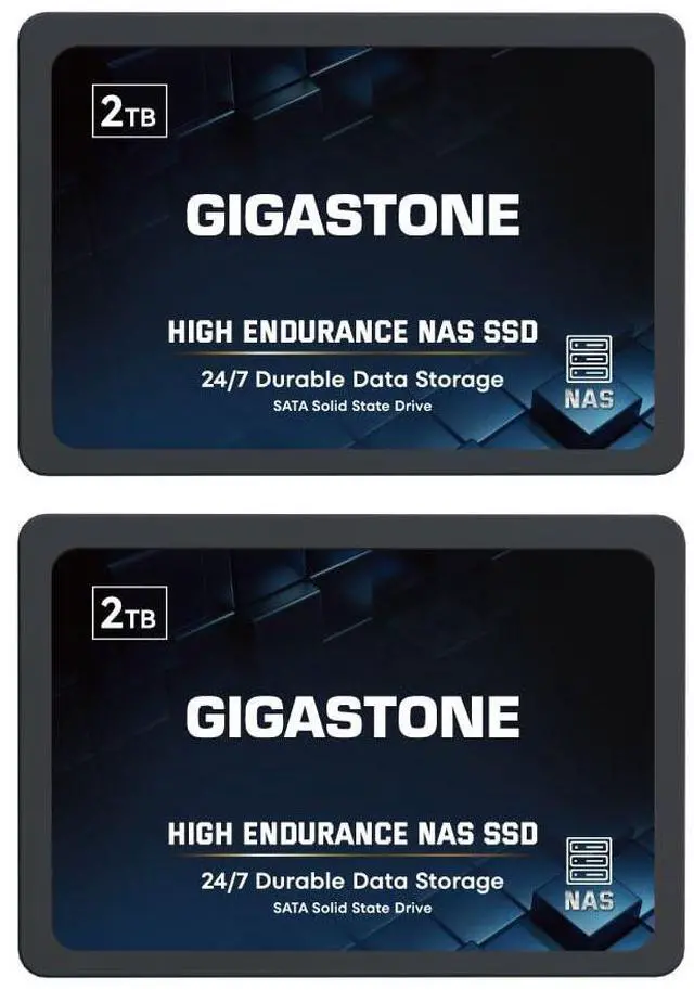 Main image of Gigastone 2TB NAS SSD Drive (2-Pack) 24/7 Durable TLC High Endurance RAID Data Storage Network Attached Storage 2.5" SATA Internal Solid State Hard Drives