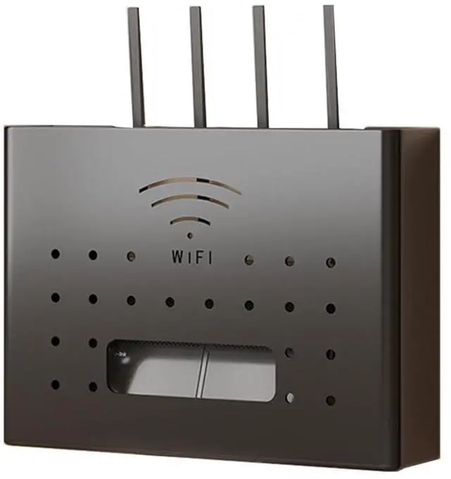 Main image of Wall Mounted WiFi Router Storage Box, Living Room Plugs and Cables Hidden Organizer, Metal Router Organizer for Storage Routers, Wires, TV Set-Top Boxes (Black)