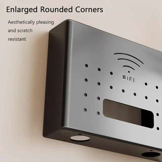 Alt view image 4 of 5 - Wall Mounted WiFi Router Storage Box, Living Room Plugs and Cables Hidden Organizer, Metal Router Organizer for Storage Routers, Wires, TV Set-Top Boxes (Black)
