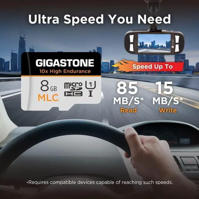 Alt view image 3 of 5 - [10x High Endurance] GIGASTONE Industrial 8GB 5-Pack MLC Micro SD Card, Full HD Video Recording, Security Cam, Dash Cam, Surveillance Compatible 85MB/s, U1, with Adapter [5-Yrs Free Data Recovery]