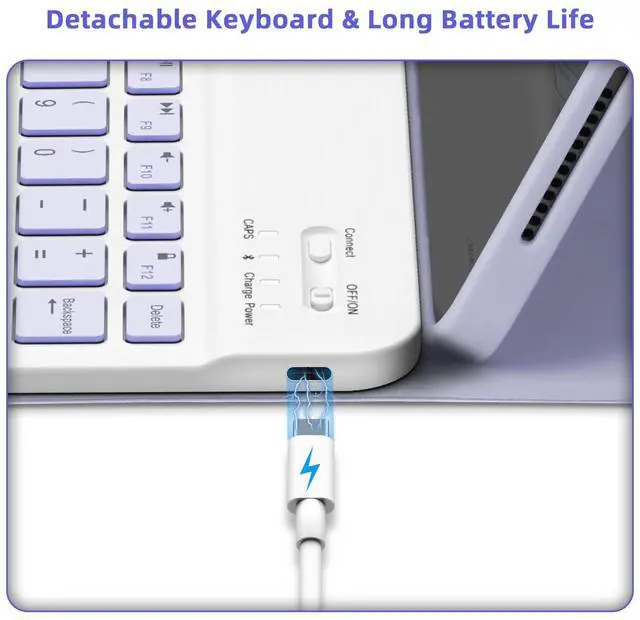 Alt view image 5 of 5 - Bettdow Keyboard Case for iPad Air 11" 2025 M3/Air 11 inch 2024 M2 & iPad Pro 11" 4/3/2/1,iPad Air 5th/4th 10.9",360 Rotating Case and Magnetic Detachable Keyboard Portrait/Landscape Modes-Purple