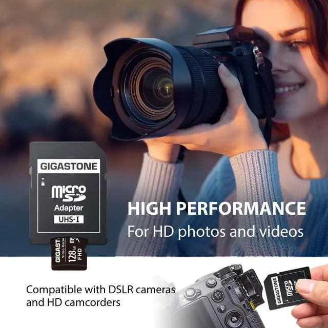 Alt view image 3 of 5 - GIGASTONE 128GB Micro SD Card 5-Pack, 4K Video Recording, Compatible with Security Camera, Dash Cam, Drone, 85MB/s MicroSDXC Memory Card UHS-I Class 10, with Adapter