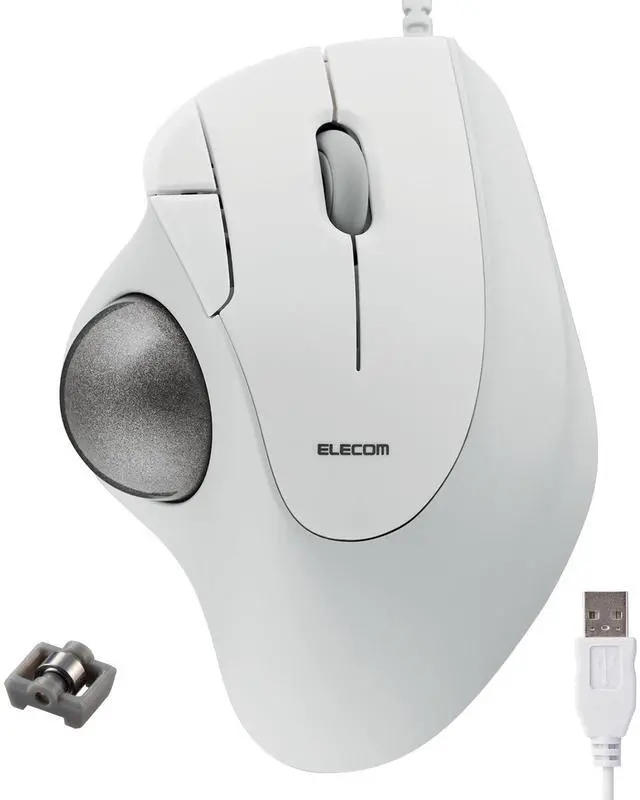 Main image of ELECOM Ergonomic Comfort Design Trackball IST Wired USB-A Connection, Super Smooth Tracking with Roller Ball Bearing, 36mm Ball, Thumb Control, Compatible for Windows, PC, and Mac White (M-IT11URWH)