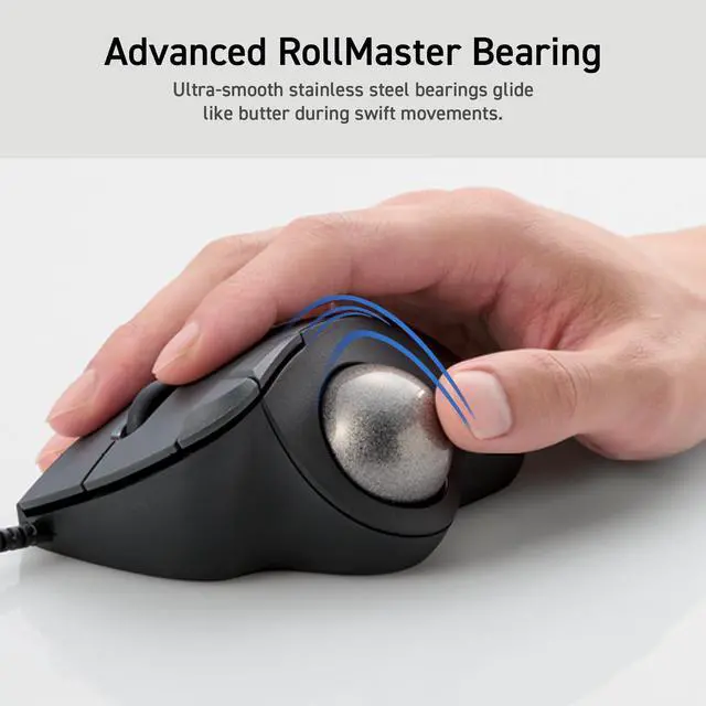 Alt view image 3 of 5 - ELECOM Ergonomic Comfort Design Trackball IST Wired USB-A Connection, Super Smooth Tracking with Roller Ball Bearing, 36mm Ball, Thumb Control, Compatible for Windows, PC, and Mac White (M-IT11URWH)