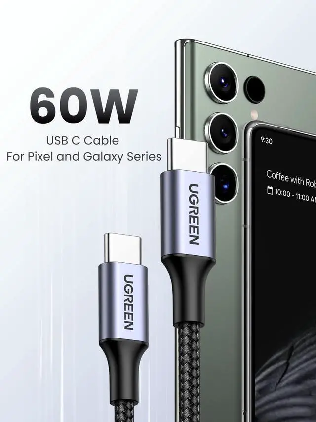 Alt view image 3 of 5 - UGREEN 60W USB C Cable 2 Pack Bundle with 65W USB C Charger 3 Ports