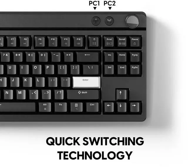 Alt view image 3 of 5 - Pulsar XBOARD QS Mechanical Gaming Keyboard  QMK/VIA, Hot Swappable Linear Switch, TKL Layout Gasket Mount, Aluminum Frame, RGB LED Backlit, Knob, Dual PC Quick Switch for Mac/Windows (Black)