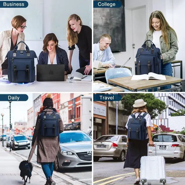 Alt view image 4 of 4 - LOVEVOOK Laptop Backpack for Women Work Travel Backpack College Backpack Purse Business Commuter Computer Bag Teacher Doctor Nurse Bags, 15.6 Inch, Blue-black