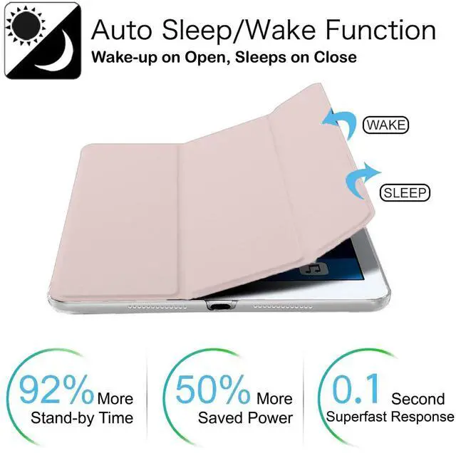 Alt view image 3 of 5 - DuraSafe Cases for iPad 9.7 Inch 2013 Air 1 Generation [ Air 1st ] MD785LL/B MD788LL/B MD786LL/B MD789LL/B MD787LL/B Slim Lightweight Protective PC Dual Angle Stand Cover - Light Pink