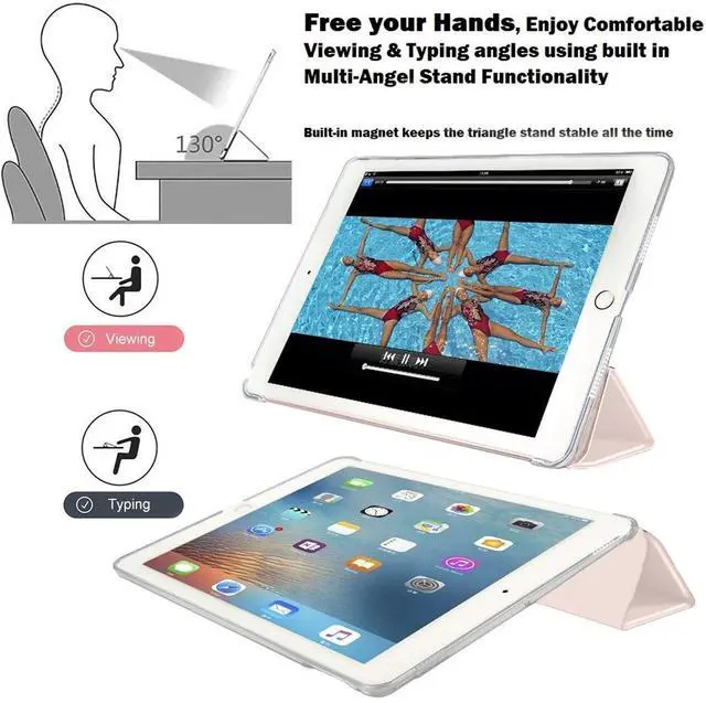 Alt view image 5 of 5 - DuraSafe Cases for iPad 9.7 Inch 2013 Air 1 Generation [ Air 1st ] MD785LL/B MD788LL/B MD786LL/B MD789LL/B MD787LL/B Slim Lightweight Protective PC Dual Angle Stand Cover - Light Pink