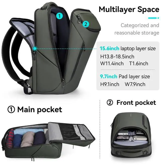 Alt view image 2 of 5 - MARK RYDEN Business Backpack for Men, Waterproof High Tech Backpack with Sport Car Shape Design and USB Charging Port, Travel Laptop Backpack Fits 17.3 Inch Notebook