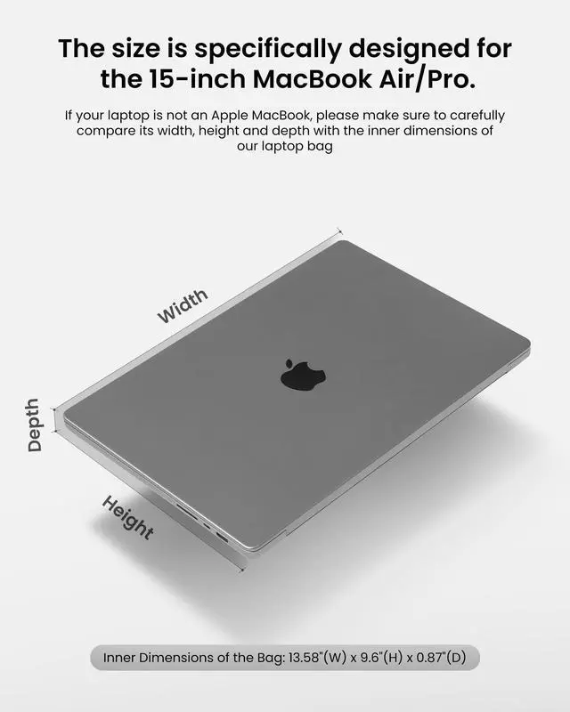 Alt view image 2 of 5 - tomtoc 360 Protective Laptop Case for 15-inch 2025 New MacBook Air M4/A3241 M3/A3114 M2/A2941, 15 Inch Microsoft Surface Laptop 7/6, Dell XPS 15 Plus, 15-in MacBook Pro, Acer HP Chromebook 14