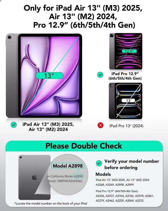 Alt view image 2 of 5 - ESR for iPad Pro 12.9 6th/5th/4th Gen, iPad Air 13 Inch Case M3/M2 (2025/2024), Powerful Magnetic Attachment, Slim Trifold Stand Case, Supports Pencil Pro & PUSB-C, Rebound Series, Forest Green