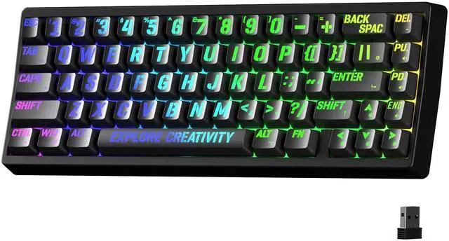 Main image of x XVX M67 Wireless 60% Percent Keyboard, QMK/VIA Topographic Gaming Keyboard, Tri-Mode Thocky Creamy Mechanical Key board, Hot Swappable Gasket Mount RGB IMD Tech for Win/Mac, Miami Theme, Black