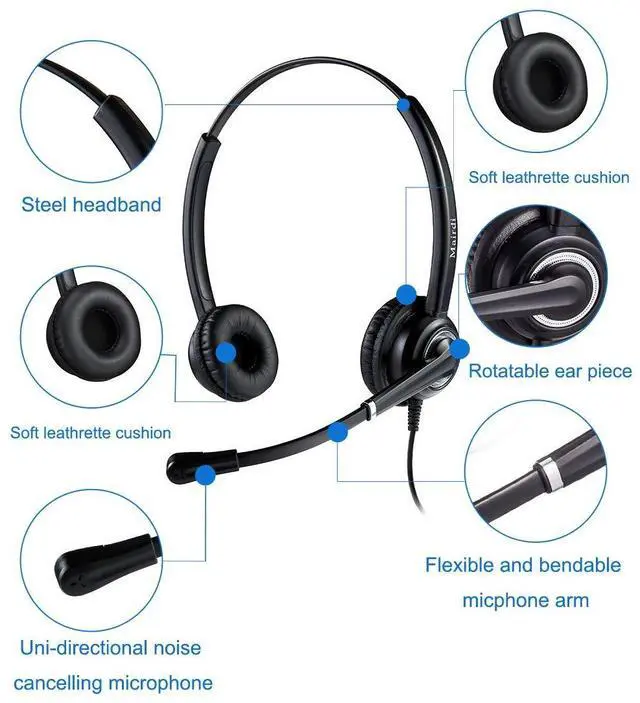 Alt view image 3 of 5 - MAIRDI Cell Phone Headset with Microphone Noise Canceling, PC Laptop Headset 3.5mm Jack for Office Work, Phone Headset for iPhone Computer Samsung Androids Tablets Skype Teams Video Conference
