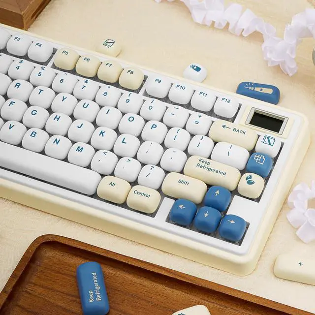 Alt view image 5 of 5 - GEKUCAP 140Keys Cute PBT Keycaps, Minimalist MOG Profile Keycap, Dye-Sublimation White and Blue Key Caps, Custom Kawaii Keyboard Key caps Set for for Cherry Gateron MX Swithes Mechanical Keyboards