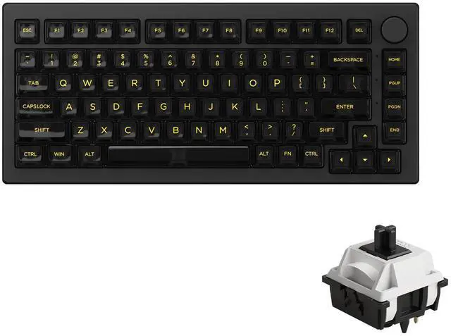 Main image of Akko 5075B Plus Mechanical Keyboard 75% RGB Hot-swappable Gaming Keyboard with Knob, Shine-Through Black with PBT Double Shot ASA Profile Keycaps V3 Piano Pro