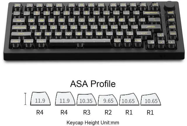Alt view image 3 of 5 - Akko 5075B Plus Mechanical Keyboard 75% RGB Hot-swappable Gaming Keyboard with Knob, Shine-Through Black with PBT Double Shot ASA Profile Keycaps V3 Piano Pro