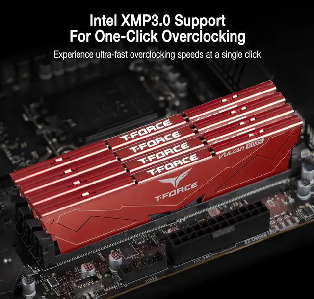 Alt view image 3 of 5 - TEAMGROUP T-Force Vulcan DDR5 32GB (2x16GB) 6000MHz (PC5-48000) CL38 Intel XMP 3.0 & AMD Expo Compatible Desktop Memory Module Ram Red FLRD532G6000HC38JDC01