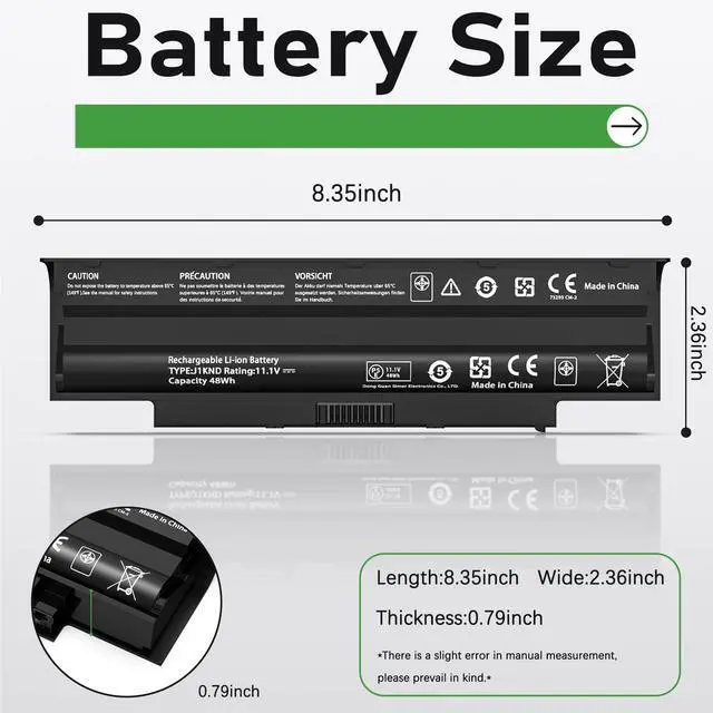 Alt view image 2 of 5 - J1KND 11.1v 48wh Laptop Battery Replacement for Dell Inspiron N7110 N7010 N5010 N5110 N5030 N5040 N5050 3520 N4010 N4110 N4050 M5010 3420 M5030 M5040 M5110 Vostro 3450 3550 3750 1440 4T7JN TKV2V WT2P4