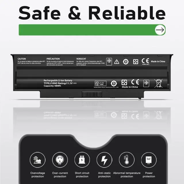 Alt view image 3 of 5 - J1KND 11.1v 48wh Laptop Battery Replacement for Dell Inspiron N7110 N7010 N5010 N5110 N5030 N5040 N5050 3520 N4010 N4110 N4050 M5010 3420 M5030 M5040 M5110 Vostro 3450 3550 3750 1440 4T7JN TKV2V WT2P4