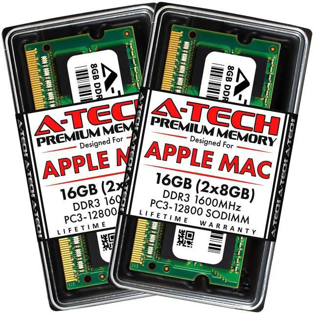 Main image of A-Tech 16GB Kit (2x8GB) RAM for Apple MacBook Pro (Mid 2012), iMac (Late 2012, Early/Late 2013, Late 2014, Mid 2015), Mac Mini (Late 2012) | DDR3 1600MHz SODIMM PC3-12800 204-Pin SO-DIMM Memory
