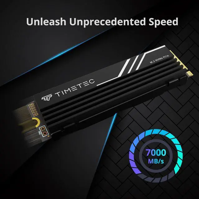 Alt view image 2 of 5 - Timetec 1TB PCIe 4.0 Heatsink Gaming SSD NVMe PCIe Gen4x4 M.2 2280 3D NAND TLC SLC Cache Read/Write Speed Up to 7,000/6,000 MB/s Internal Solid State Drive for PC Desktop PS5 Pro