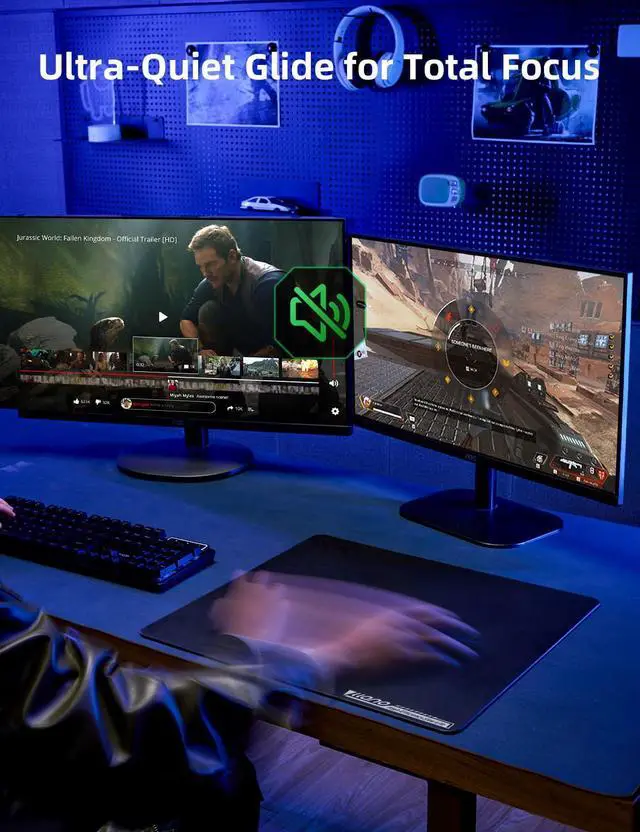 Alt view image 4 of 5 - llano MP001 Tempered Glass Gaming Mouse Pad for FPS Gamers, 17.7x15.8 Large Ultra-Smooth 0.85m Micro-Etched Surface, 3mm Thick, Non-Slip Base, Compatible with Viper/G502, Large