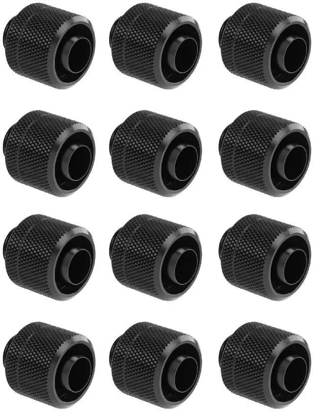 Main image of dracaena.io 12 pack G1/4" thread to 3/8" ID, 5/8" OD Compression Fitting for Soft Tubing, Soft Tube Connectors for Computer Water Cooling System, Black