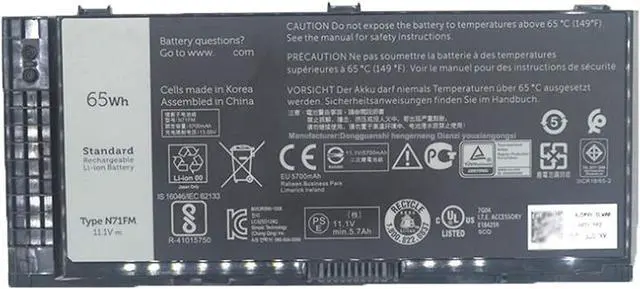 Main image of Hubei FV993 PG6RC R7PND T3NT1 N71FM Laptop Battery Replacement for Dell Precision M4600 M4700 M6600 M6700 M4800 M6800 Series(11.1V 65Wh)