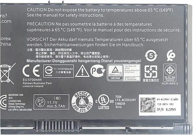 Alt view image 3 of 4 - Hubei FV993 PG6RC R7PND T3NT1 N71FM Laptop Battery Replacement for Dell Precision M4600 M4700 M6600 M6700 M4800 M6800 Series(11.1V 65Wh)