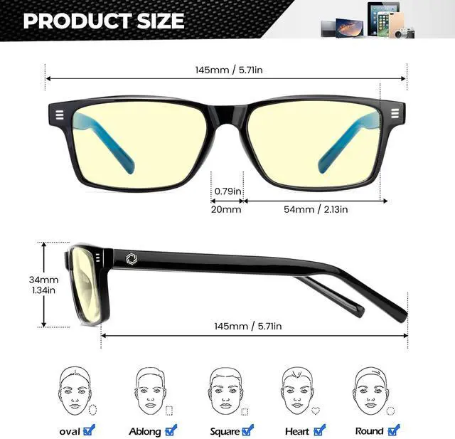 Alt view image 3 of 5 - ANYLUV Blue Light Glasses for Women/Men Anti Eyestrain Mens Blue Light Blocking Glasses, Computer Blue-Light Gaming Glasses