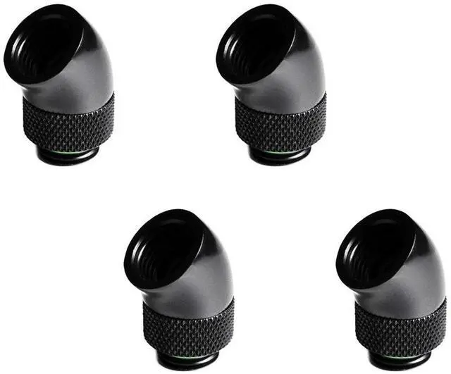 Main image of Barrow G1/4" Male to Female Extender Fitting, 45 Degree Rotary, Black, 4-pack