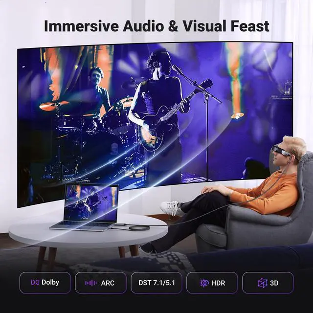 Alt view image 4 of 5 - UGREEN Active HDMI to USB C Adapter Cable with USB Power 4K@60Hz Unidirectional HDMI to Thunderbolt 6.6FT Compatible Switch, PS5, SteamDeck, Laptop to USB-C Portable Monitor, AR/XR Headset