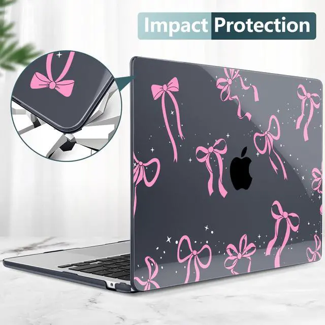 Alt view image 5 of 5 - DONGKE Compatible with M4 MacBook Air 15 inch Case 2025 2024 2023 A3241 A3114 A2941 M3 M2 Liquid Retina Display Touch ID, Plastic Hard Case & Keyboard Skin & Screen Protector - Bows & Stars