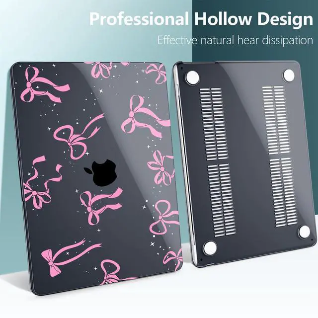 Alt view image 4 of 5 - DONGKE Compatible with M4 MacBook Air 15 inch Case 2025 2024 2023 A3241 A3114 A2941 M3 M2 Liquid Retina Display Touch ID, Plastic Hard Case & Keyboard Skin & Screen Protector - Bows & Stars