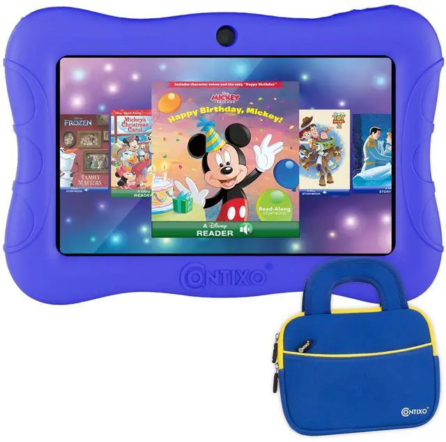 Main image of Contixo 7 Kids Tablet - V9 Android Tablet and Sleeve Bag Bundle with 50+ Disney Storybooks & Stickers (Value $200), 32GB, Dual Cameras, Parental Control, Perfect for Back to School, Dark Blue