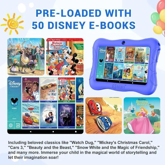 Alt view image 5 of 5 - Contixo 7 Kids Tablet - V9 Android Tablet and Sleeve Bag Bundle with 50+ Disney Storybooks & Stickers (Value $200), 32GB, Dual Cameras, Parental Control, Perfect for Back to School, Dark Blue