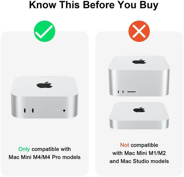 Alt view image 2 of 5 - Qwiizlab Mount for Mac mini M4/M4 Pro 2024, VESA and Wall Mount with Removable Storage Baskets, Anti-Scrath Silicone Pads for Installaion