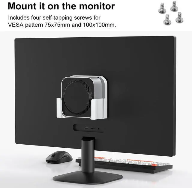 Alt view image 3 of 5 - Qwiizlab Mount for Mac mini M4/M4 Pro 2024, VESA and Wall Mount with Removable Storage Baskets, Anti-Scrath Silicone Pads for Installaion